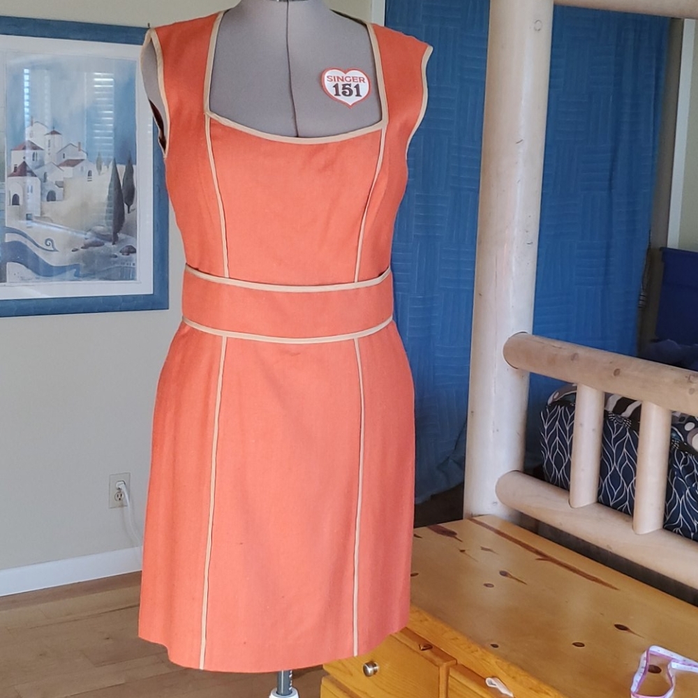 Badgley Mischka Orange silk sheath dress